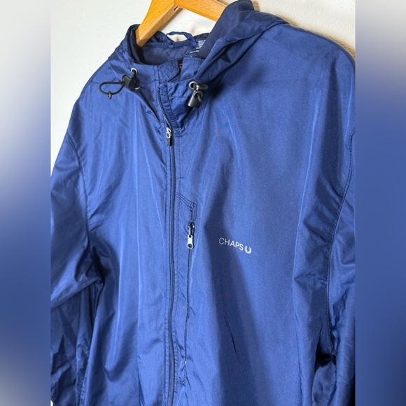 Chaps Men’s Navy Blue Windbreaker Jacket Hiking Gorpcore XL Hooded - Picture 2 of 6